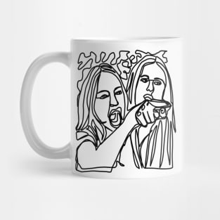 Half Woman Yelling at Cat Memes Black Line Doodle Mug